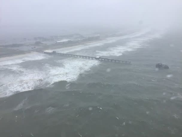 PHOTO: Coast Guard MH-60 Jayhawk and MH-65 Dolphin helicopter aircrews conduct critical incident search and rescue overflights of the areas impacted by Hurricane Sally in GulfPort, Miss., Sept. 16, 2020. (Petty Officer 3rd Class Carlos G/U.S. Coast Guard District)