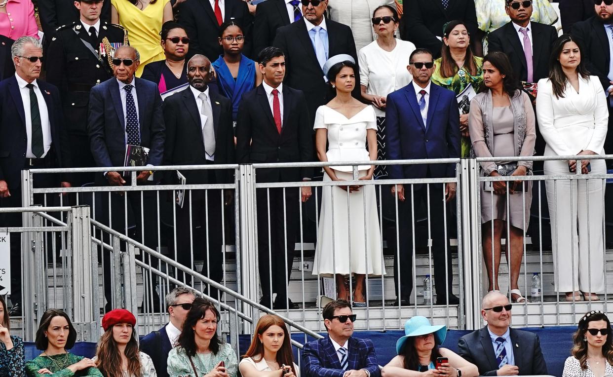 Prime Minister Rishi Sunak and his wife Akshata Murty during the Trooping the Colour ceremony (PA)