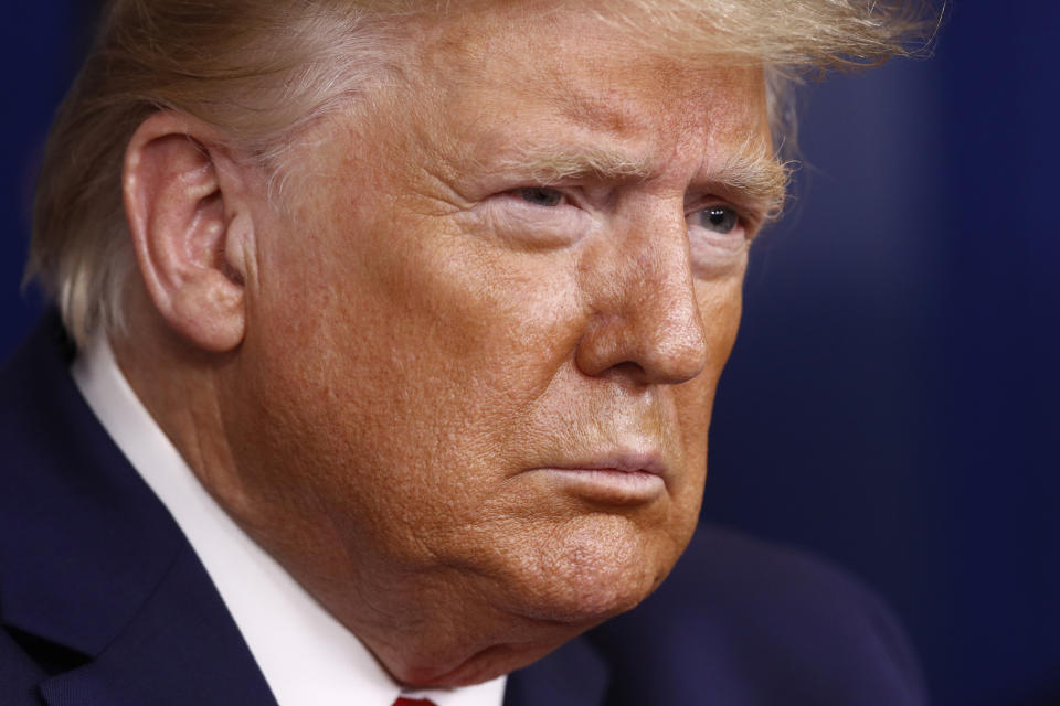 President Donald Trump speaks during a coronavirus task force briefing at the White House, Sunday, March 22, 2020, in Washington. (AP Photo/Patrick Semansky)