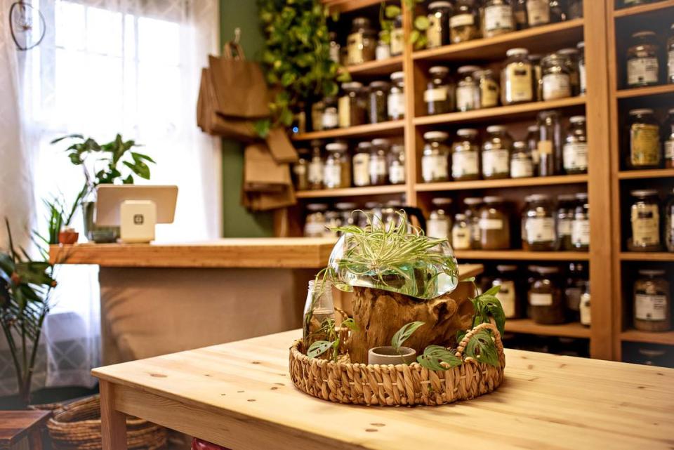 Five Goddess Farm’s tea room offers caffeinated and herbal selections.