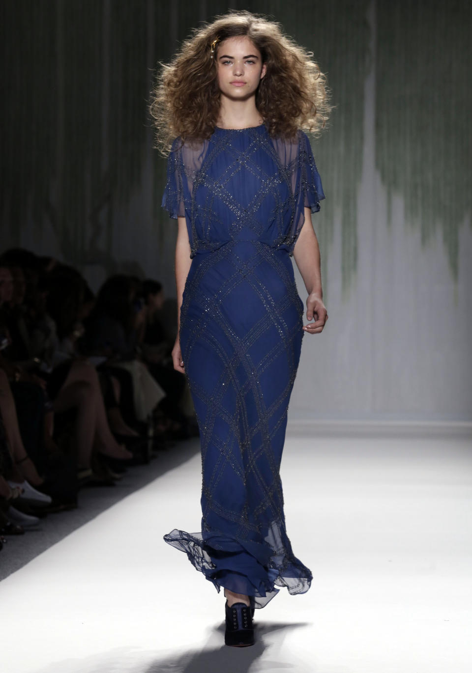 The Jenny Packham Spring 2014 collection is modeled during Fashion Week in New York, Tuesday, Sept. 10, 2013. (AP Photo/Richard Drew)