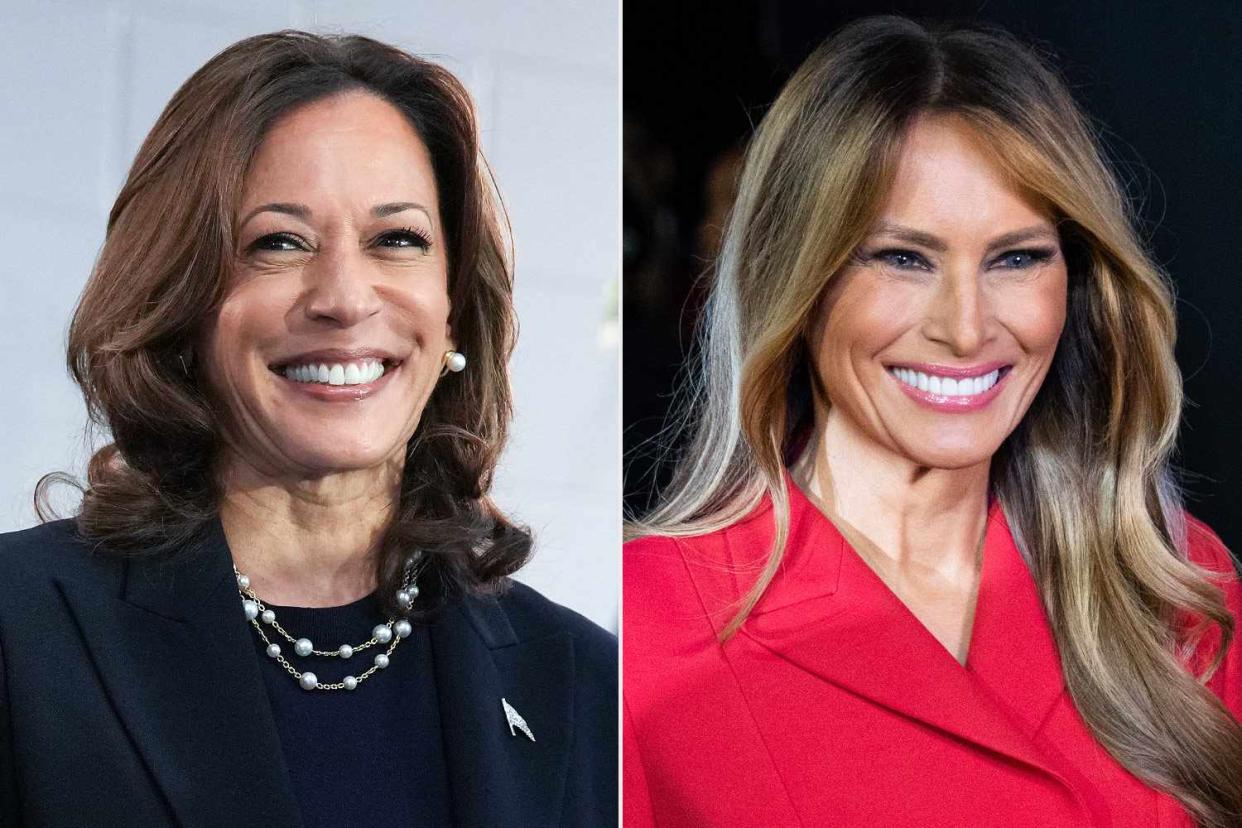 <p>Andrew Harnik/Getty; Tom Williams/CQ Roll Call via AP </p> Vice President Kamala Harris and former first lady Melania Trump