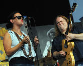 NEW ORLEANS, LA - MAY 05: Alecia Chakour and Warren Haynes performs during the 2012 New Orleans Jazz & Heritage Festival - Day 6 at the Fair Grounds Race Course on May 5, 2012 in New Orleans, Louisiana. (Photo by Rick Diamond/Getty Images)