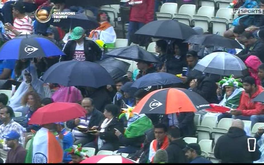 Umbrellas up at Edbgaston - Credit: Sky Sports