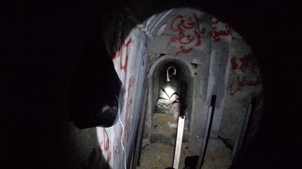 Footage provided to CNN by the IDF shows a tunnel in Gaza. - Hamas video provided by Israel Defense Forces