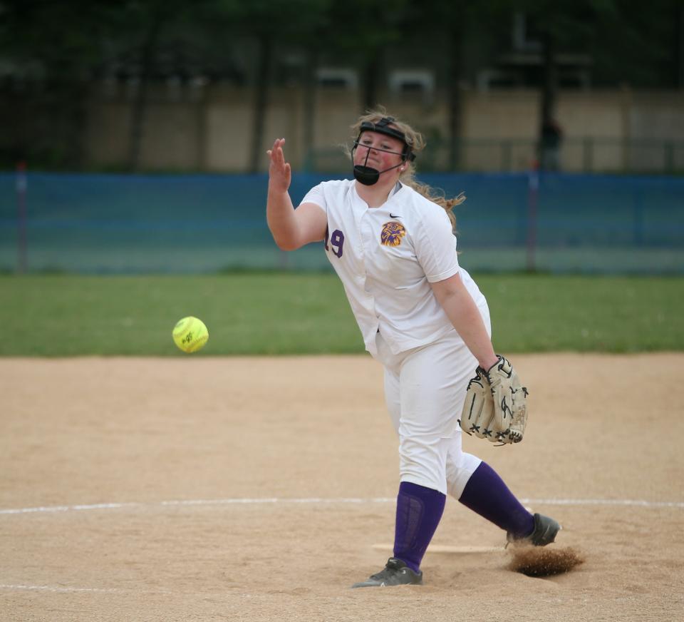 Rhinebeck's Brooke Aierstok pitches during Tuesday's game versus Millbrook on May 16, 2023. 