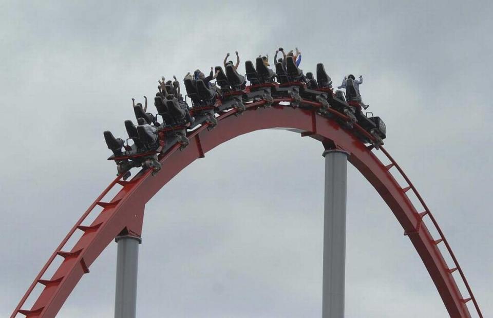 Carwinds roller coaster Intimidator, which reaches a maximum speed of 80 mph and a height of 232 feet, has been renamed Thunder Striker.