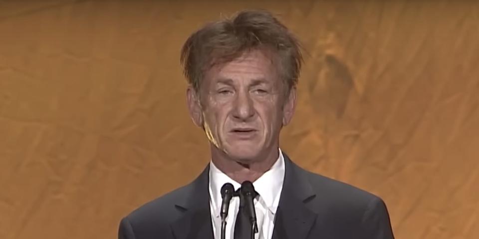 Sean Penn speaking at a CORE fundraiser for Ukraine on Friday, June 10, 2022