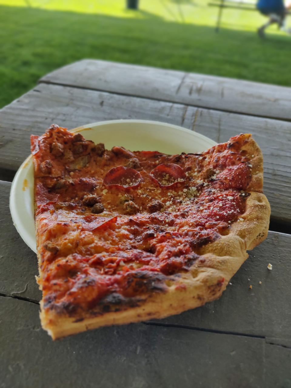 A slice of pizza from the outfit Spicy Pie at the Coachella Valley Music and Arts Festival.
