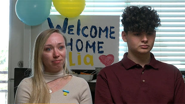 Maryna Seifi and her nephew, Illia Prahkin. / Credit: CBS News