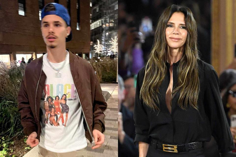 <p>Romeo Beckham/Instagram; Giovanni Giannoni/WWD via Getty </p> Romeo Beckham, Victoria Beckham.