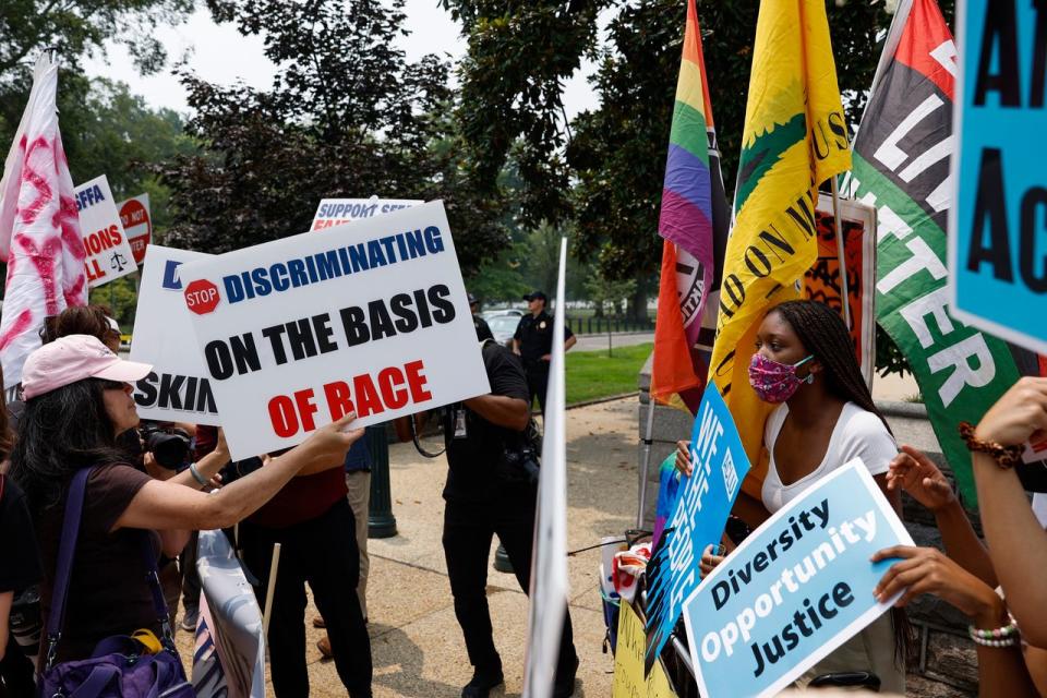 Demonstrators faced off last year when the Supreme Court overturned affirmative action in college admissions.