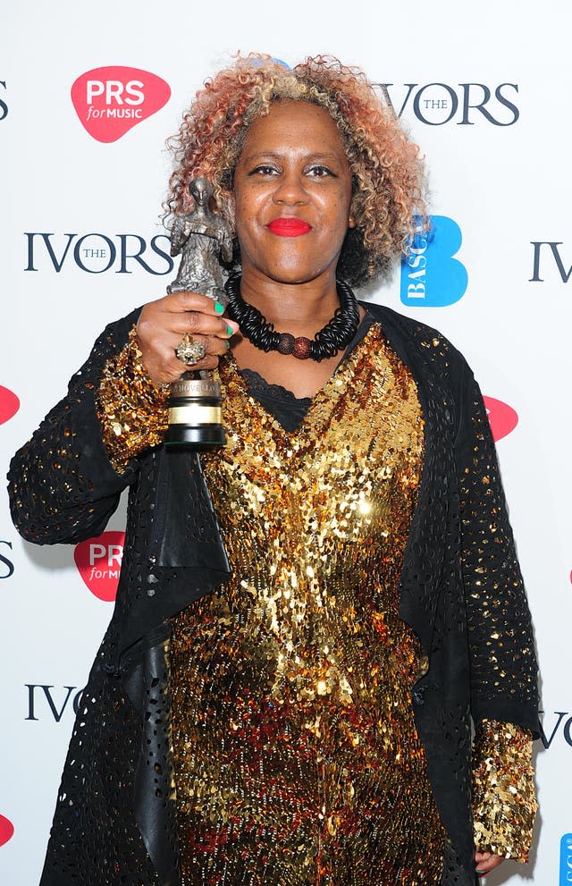 Errollyn Wallen holding her award at the 2013 Ivor Novello Awards