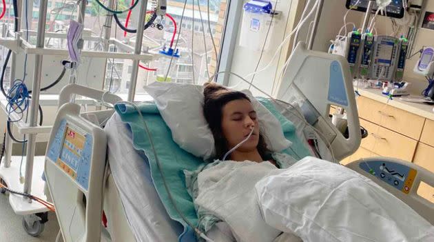 Lily Luksich in an intensive care unit after the shooting.