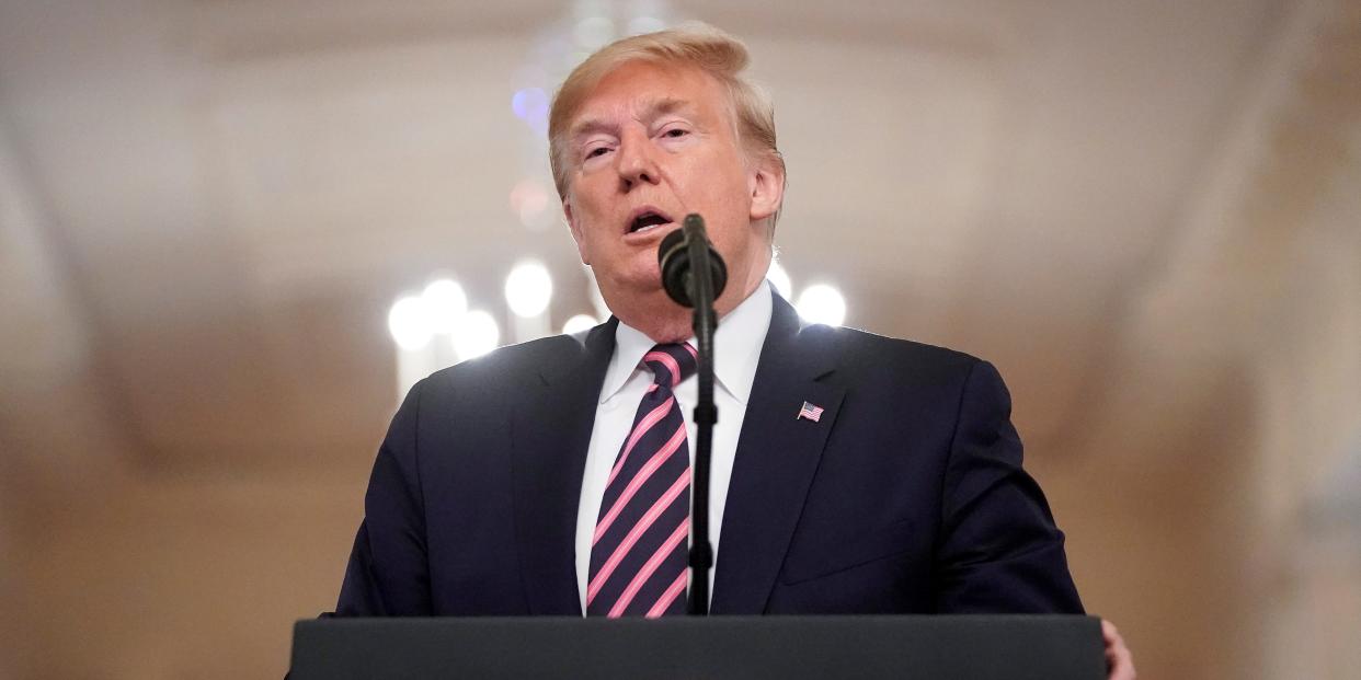 FILE PHOTO: U.S. President Donald Trump delivers a statement about his acquittal in the East Room of the White House in Washington, U.S., February 6, 2020. REUTERS/Joshua Roberts