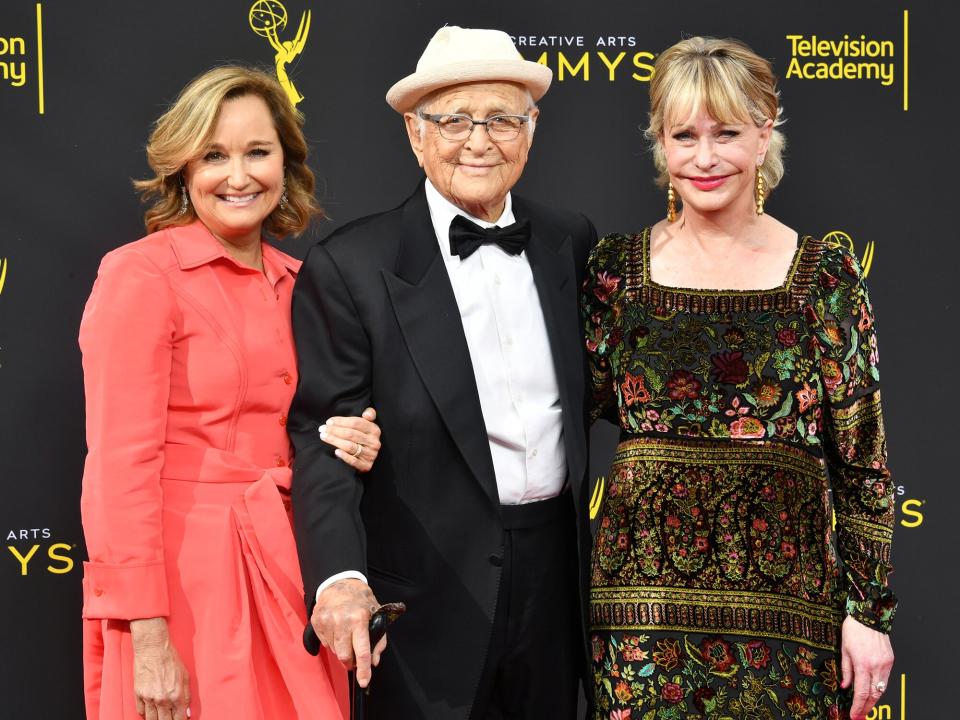 Maggie Lear, Norman Lear and Lyn Lear attend the 2019 Creative Arts Emmy Awards on September 14, 2019 in Los Angeles, California