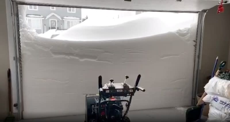 Pile of snow outside a garage is pictured in St John's