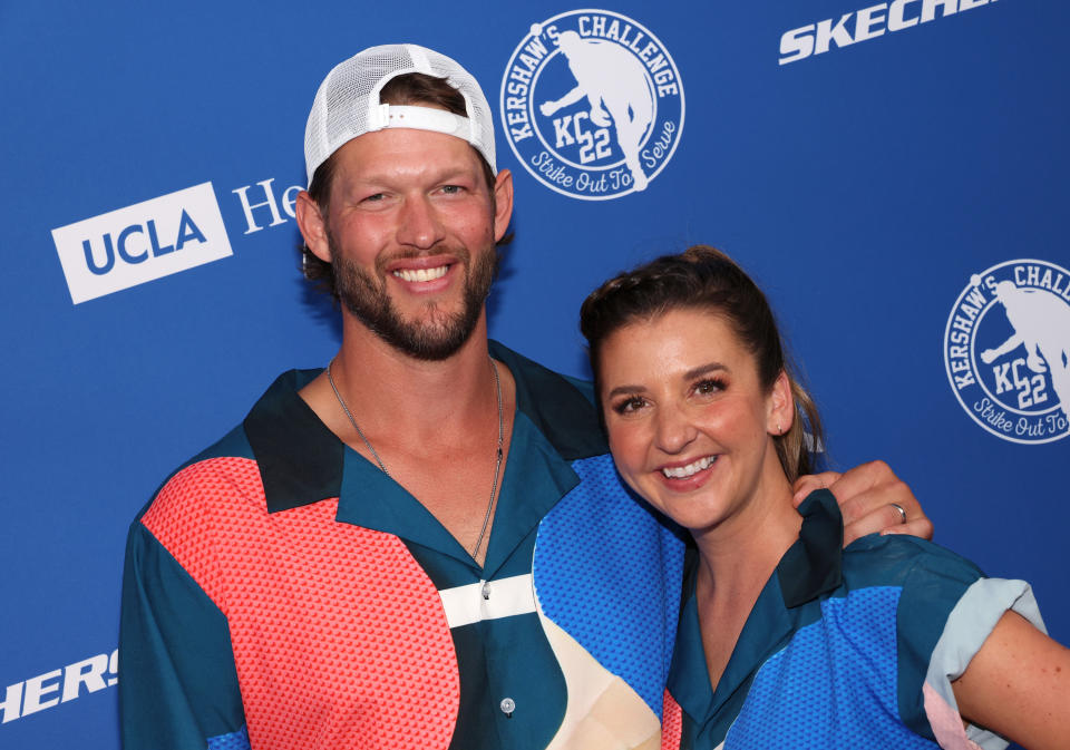 Clayton Kershaw and Ellen Kershaw are photographed at the Clayton Kershaw's 8th Annual Ping Pong 4 Purpose gathering on August 08, 2022