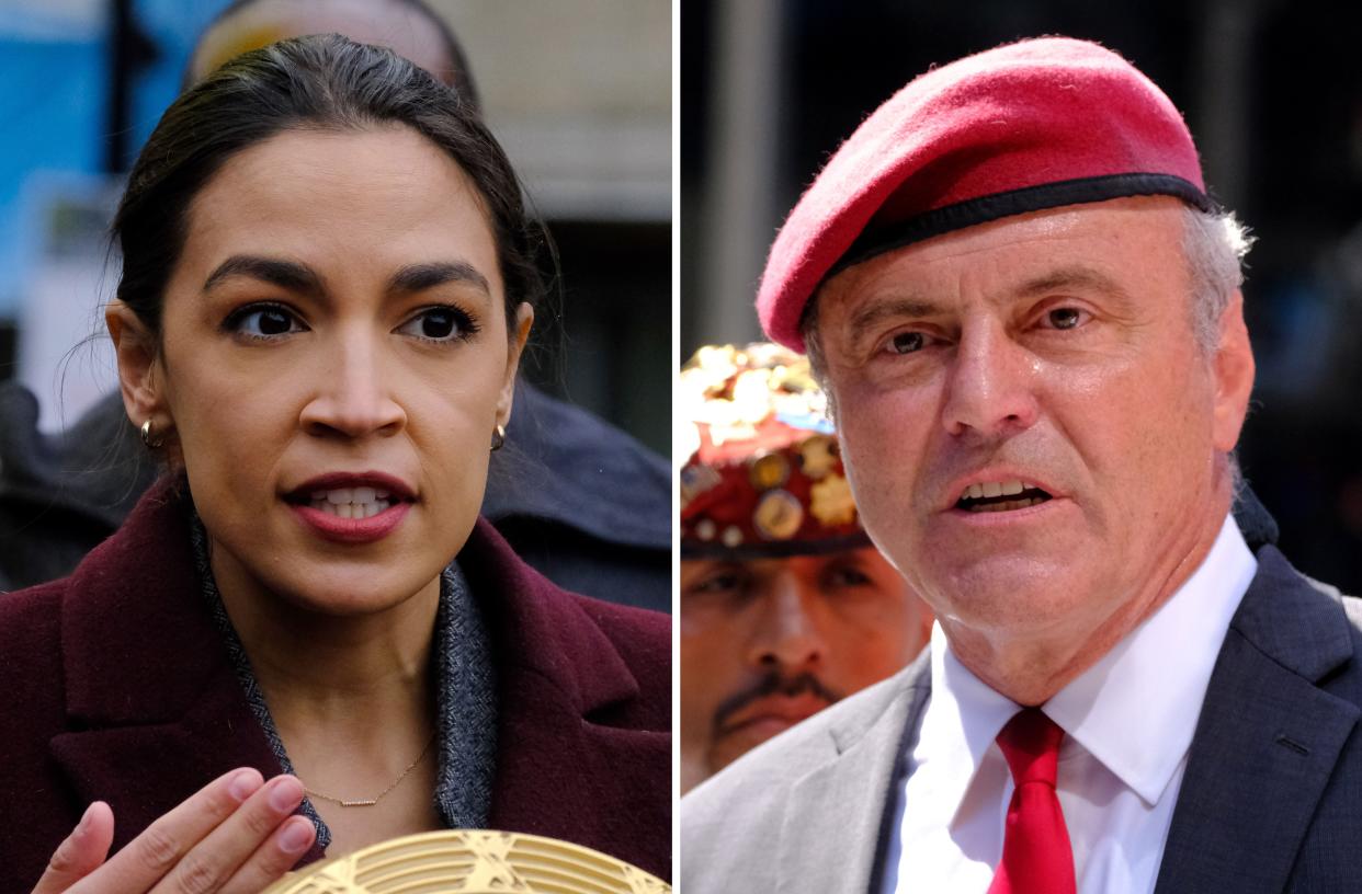 Rep. Alexandria Ocasio-Cortez (D-N.Y.) and Republican New York City mayoral candidate nominee Curtis Sliwa.