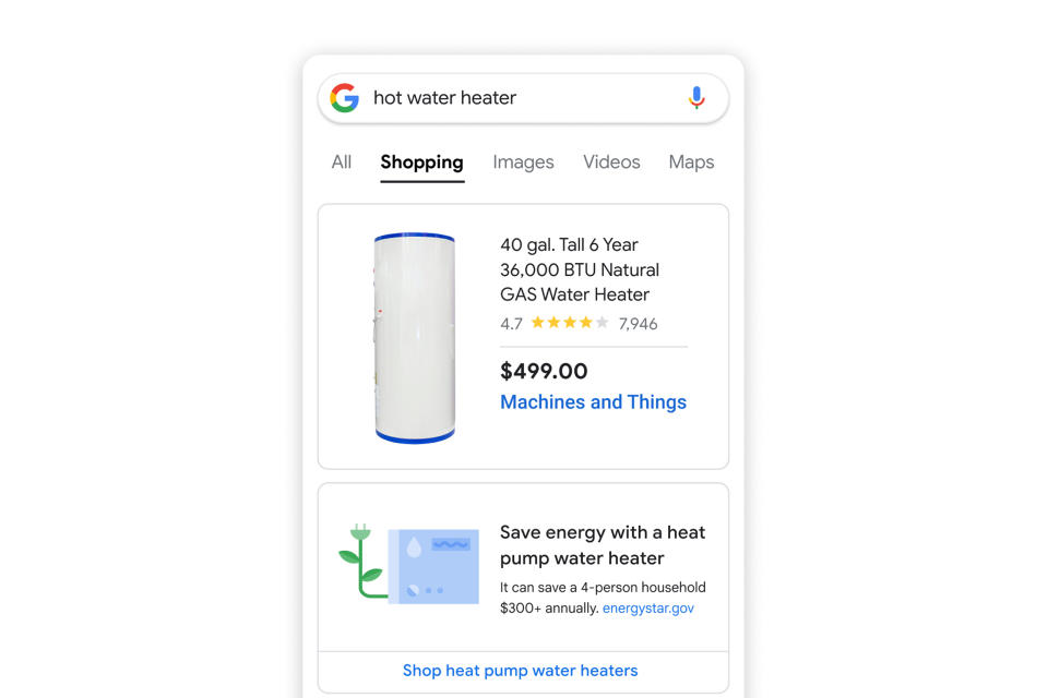 Google sustainable product search