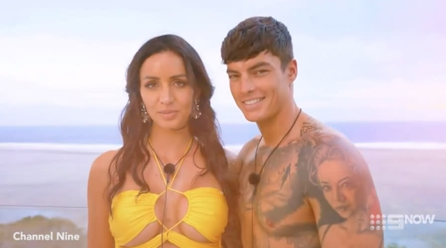 Vanessa Sierra and Adam Farrugia as a couple in episode one of Love Island Australia 2019