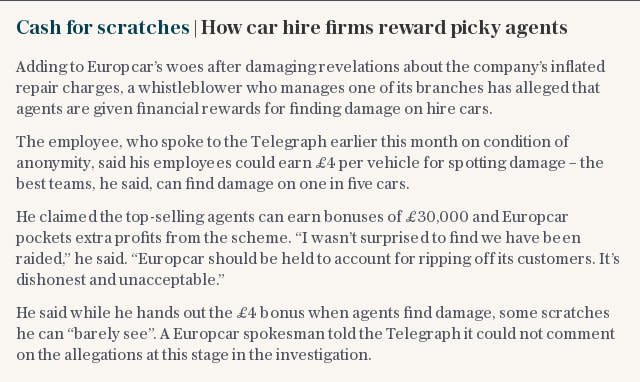 Cash for scratches | How car hire firms reward picky agents