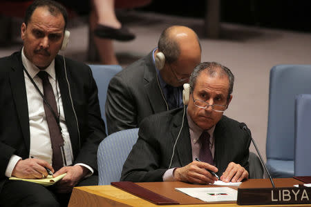 Libya's U.N. Ambassador Elmahdi Elmajerbi, attends a United Nations Security Council meeting at U.N. headquarters in New York, U.S., May 21, 2019. REUTERS/Brendan McDermid