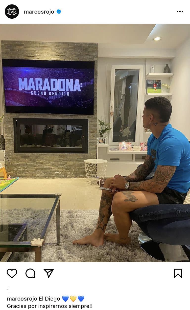 Marcos Rojo subió una foto "inspirándose" en Maradona