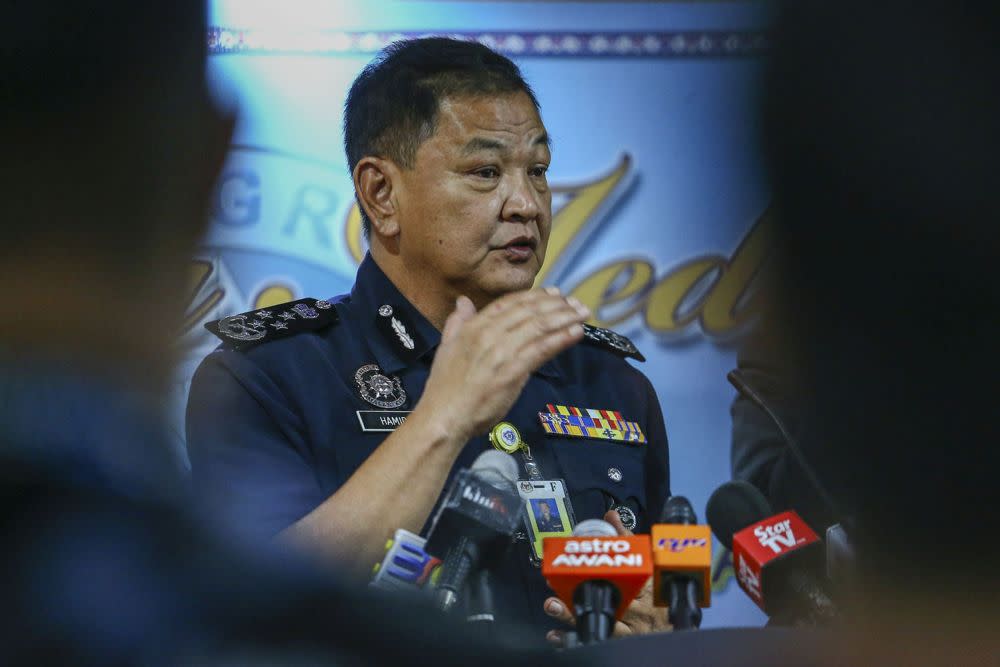 Inspector-General of Police Datuk Seri Abdul Hamid Bador speaks to reporters after launching the Roadshow Autism: Royal Malaysia Police Guidelines event in Kuala Lumpur July 29, 2019. — Picture by Hari Anggara
