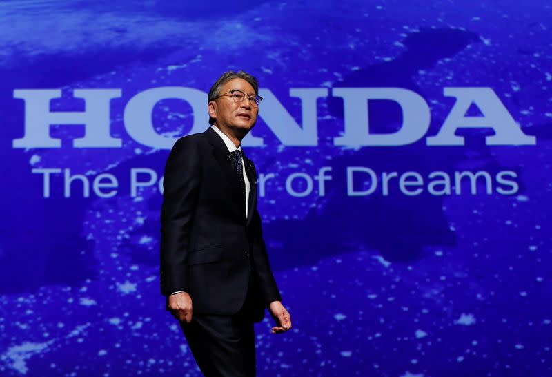 Honda Motor new CEO Toshihiro Mibe attends his inaugural news conference in Tokyo