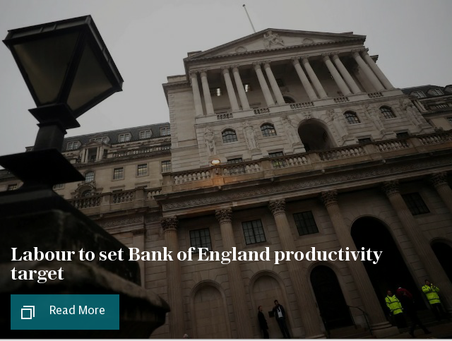 Labour to set Bank of England productivity target