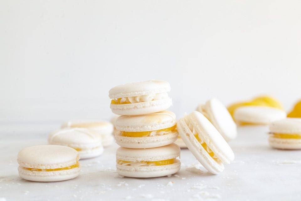 lemon desserts recipes coconut and lemon curd macarons