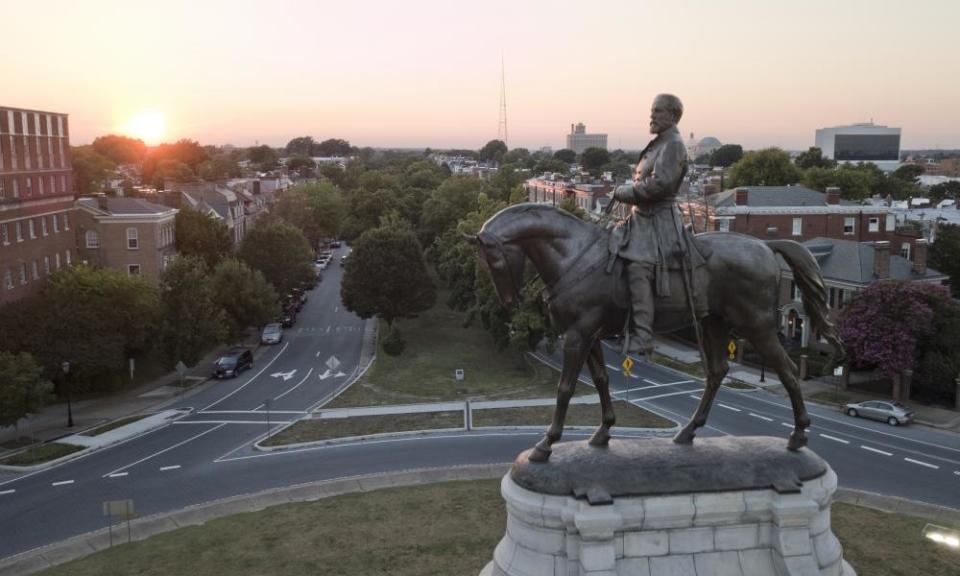 A statue of the confederate general Robert E Lee in Richmond, Virginia.