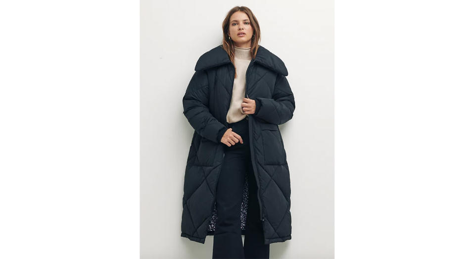 Diamond Quilted Longline Puffer Jacket 