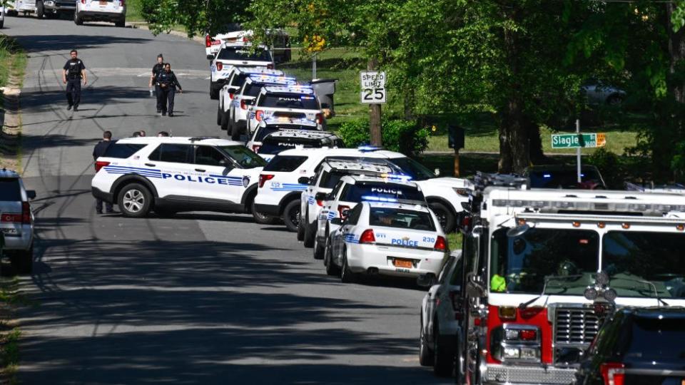 Law enforcement at the siege in Charlotte, North Carolina, on 29 April 2024