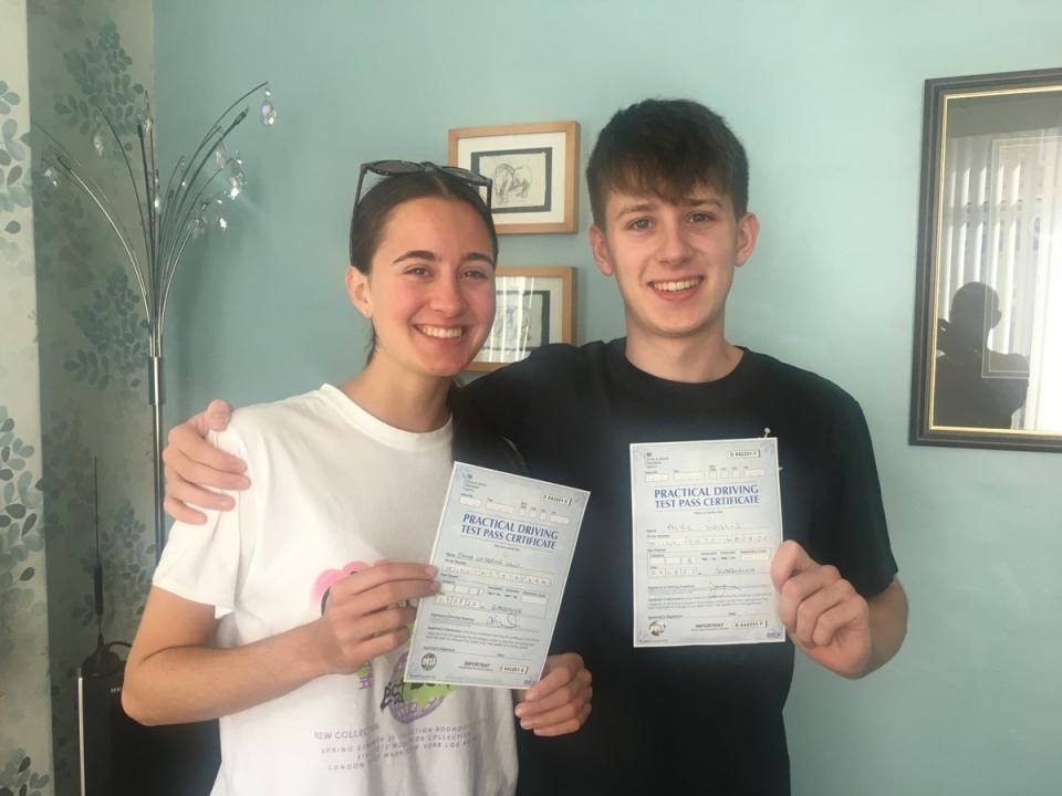 Twins Alfie and Emma, 18, passed their driving tests at the same time (Owen Willis/PA)