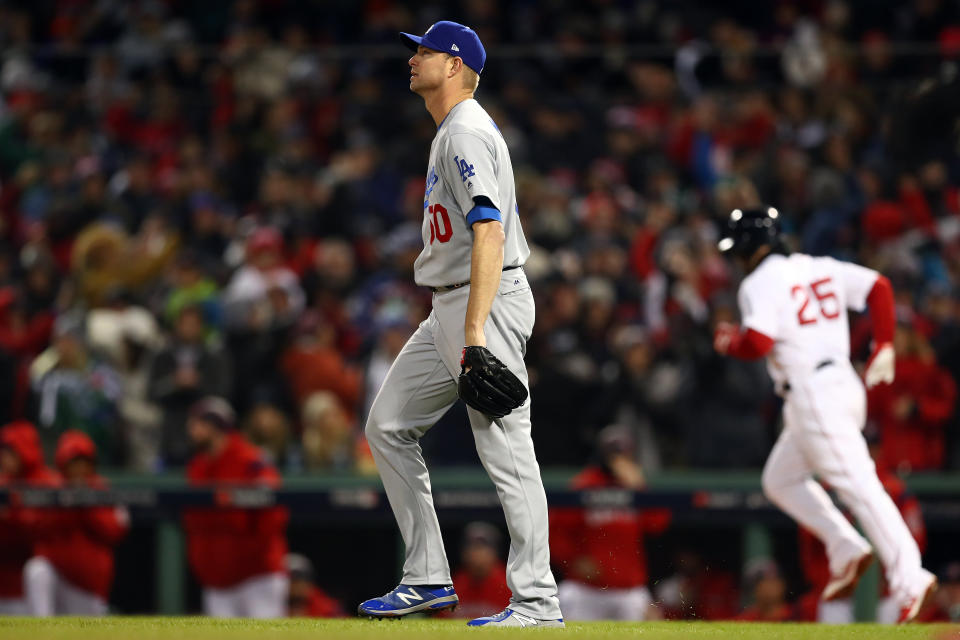 For the second night in a row, Ryan Madson struggled out of the bullpen for the Los Angeles Dodgers. (Getty Images)