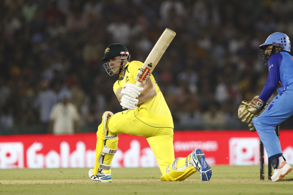 Cameron Green, pictured here in action during the first T20 between Australia and India.