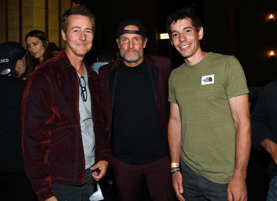 <p>Edward Norton, Woody Harrelson and Alex Honnold celebrate the opening of the David Blane: In Spades residency at Resorts World Las Vegas with a private after party at Jalisco Underground on Sept. 30 in Las Vegas, Nevada.</p>