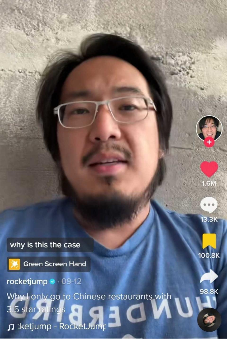screenshot of the TikTok, showing Wong speaking into the camera
