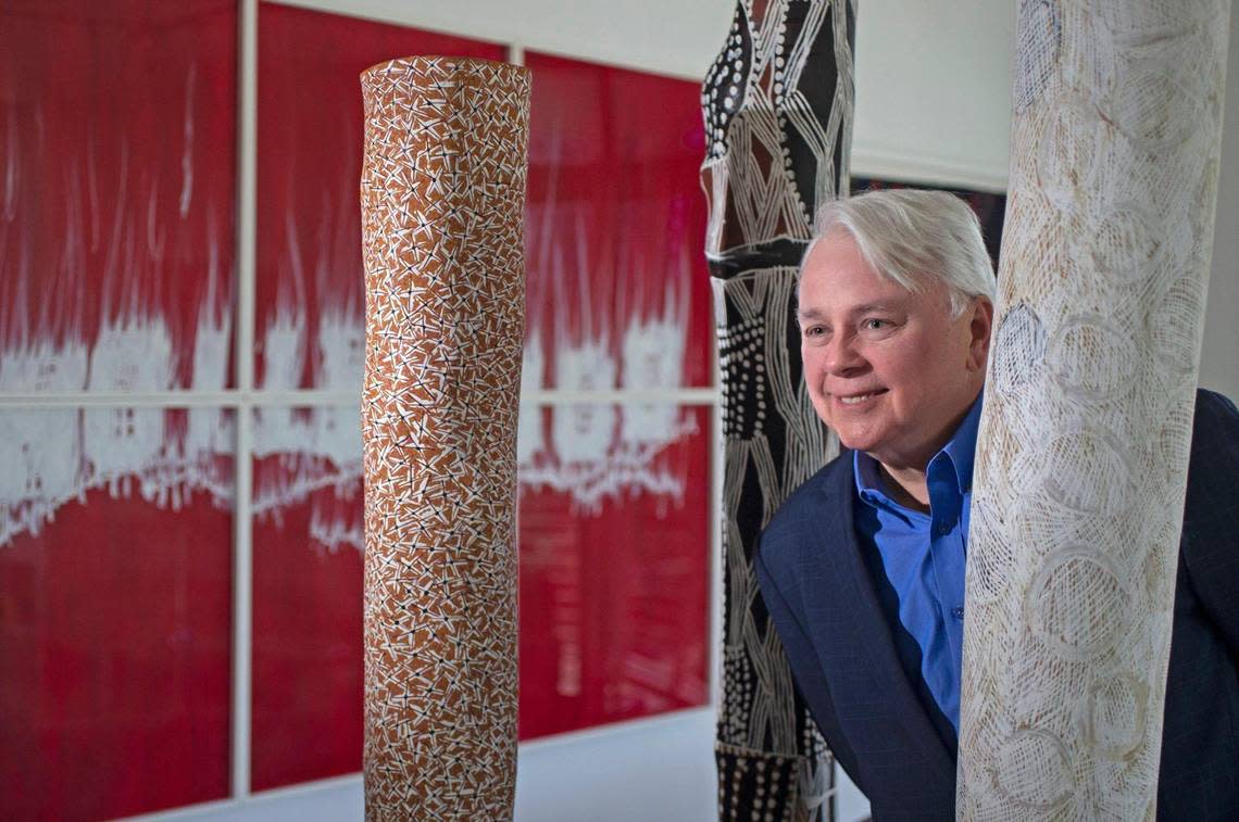 Dennis Scholl, president and CEO of Oolite Arts, at home with his art collection on Friday, March 5, 2021.