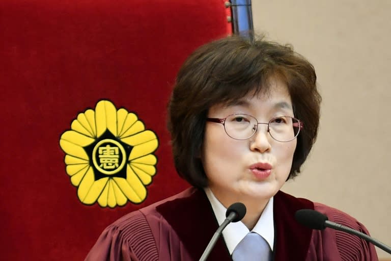 South Korea's acting Constitutional Court's Chief Judge Lee Jung-mi dismisses President Park Geun-Hye