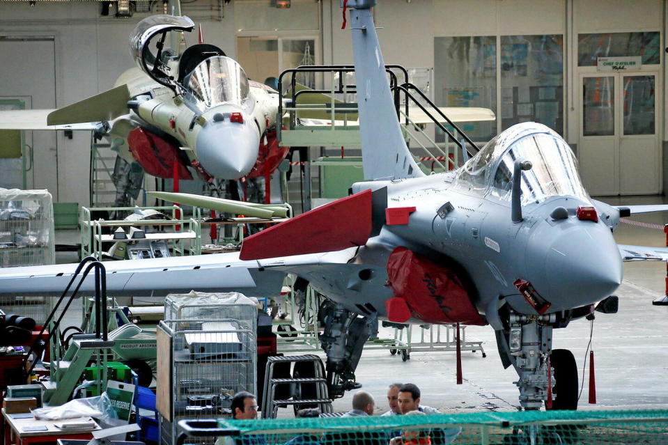 La chaîne d'assemblage du Rafale, chez Dassault Aviation, à Mérignac, près de Bordeaux.  - Credit:Bernard Patrick / ABACA