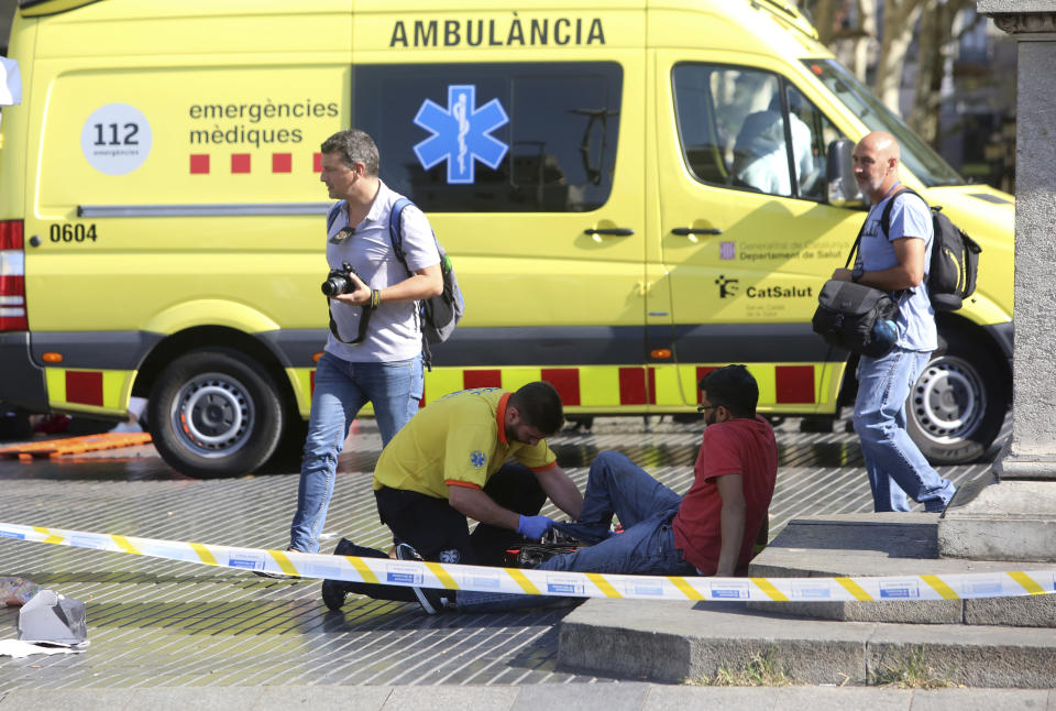 Van jumps sidewalk in Barcelona injuring several people