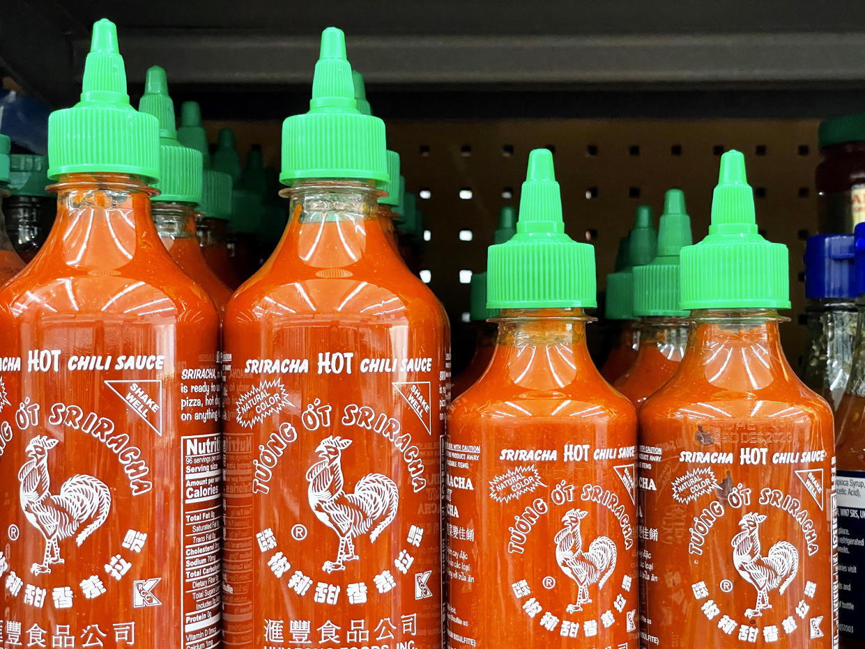 Bottles of Huy Fong Foods Sriracha sauce. (Justin Sullivan / Getty Images)