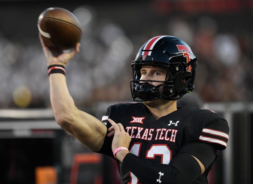 Tyler Shough will be Texas Tech's starting quarterback in the Texas Bowl on Dec. 28 against Mississippi. Tech coach Joey McGuire made the announcement Sunday night.