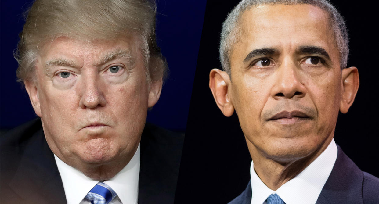 President Trump and former President Barack Obama. (Photos: Evan Vucci/AP; Stephane Cardinale/Corbis/Corbis via Getty Images)