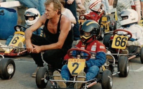Jenson Button with his father at one of his early karting races - Credit: Jenson Button