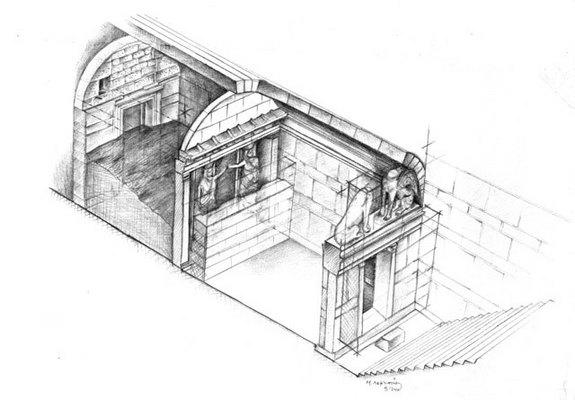 This diagram from the Greek Ministry of Culture shows what archaeologists have discovered so far inside the Kasta Hill tomb.