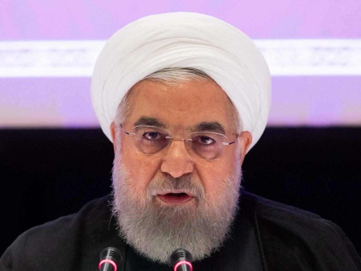 Iran's President Hassan Rouhani speaks during a news conference in New York: AP